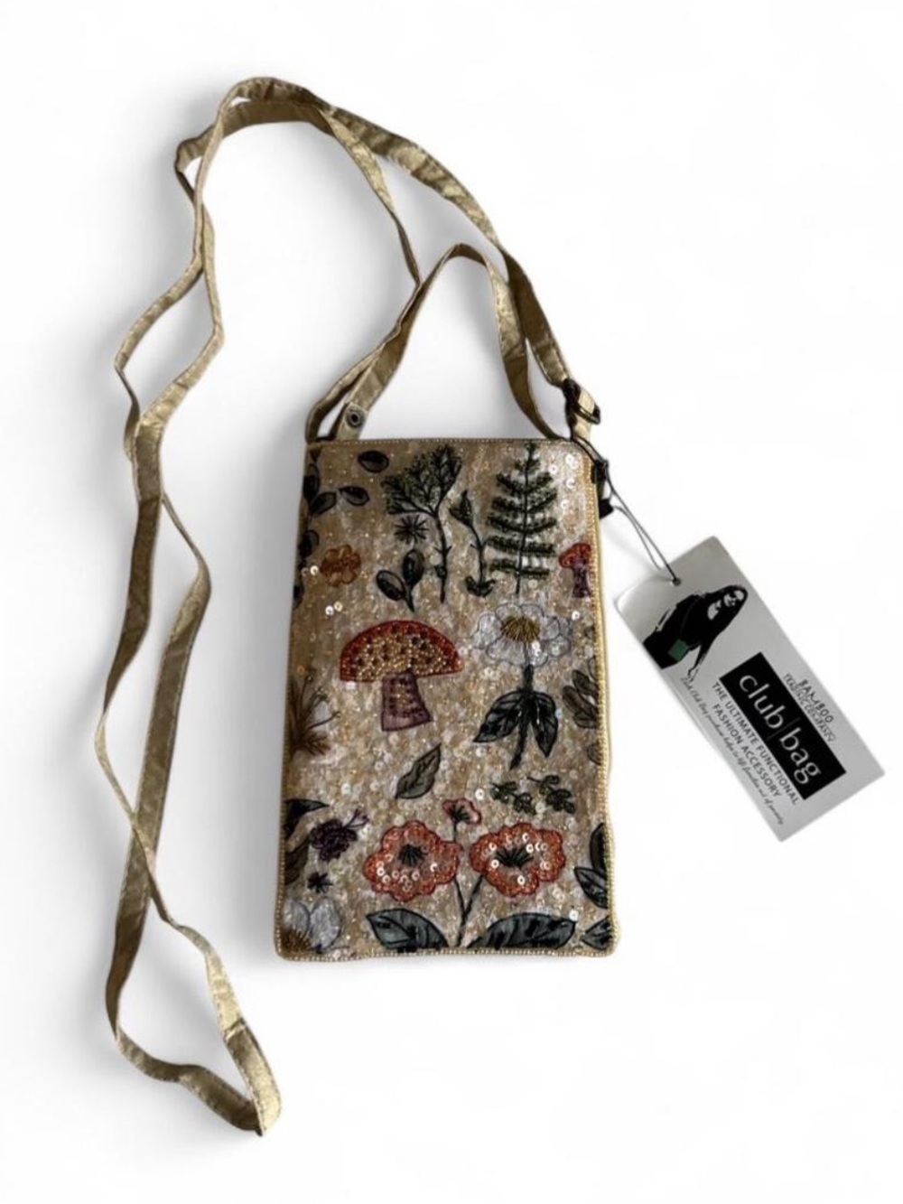 NWT Artisan Hand-Beaded Floral Crossbody Bag